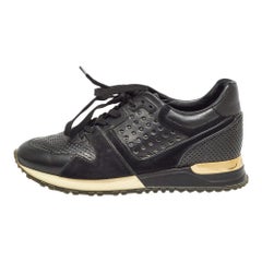 Louis Vuitton Black Leather and Suede Run Away Sneakers Size 36.5