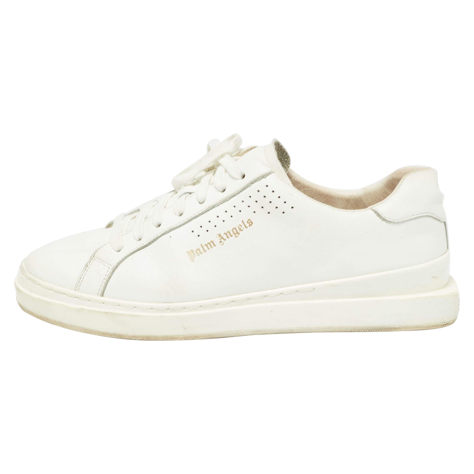 Palm Angels Weiße zwei niedrige Turnschuhe aus Leder Größe 45