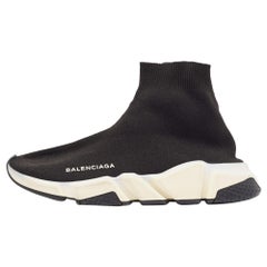 Balenciaga Black Knit Fabric Speed Trainer High Top Sneakers Talla 39