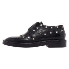 Balenciaga Black Leather Studded Lace Up Oxfords Size 37.5