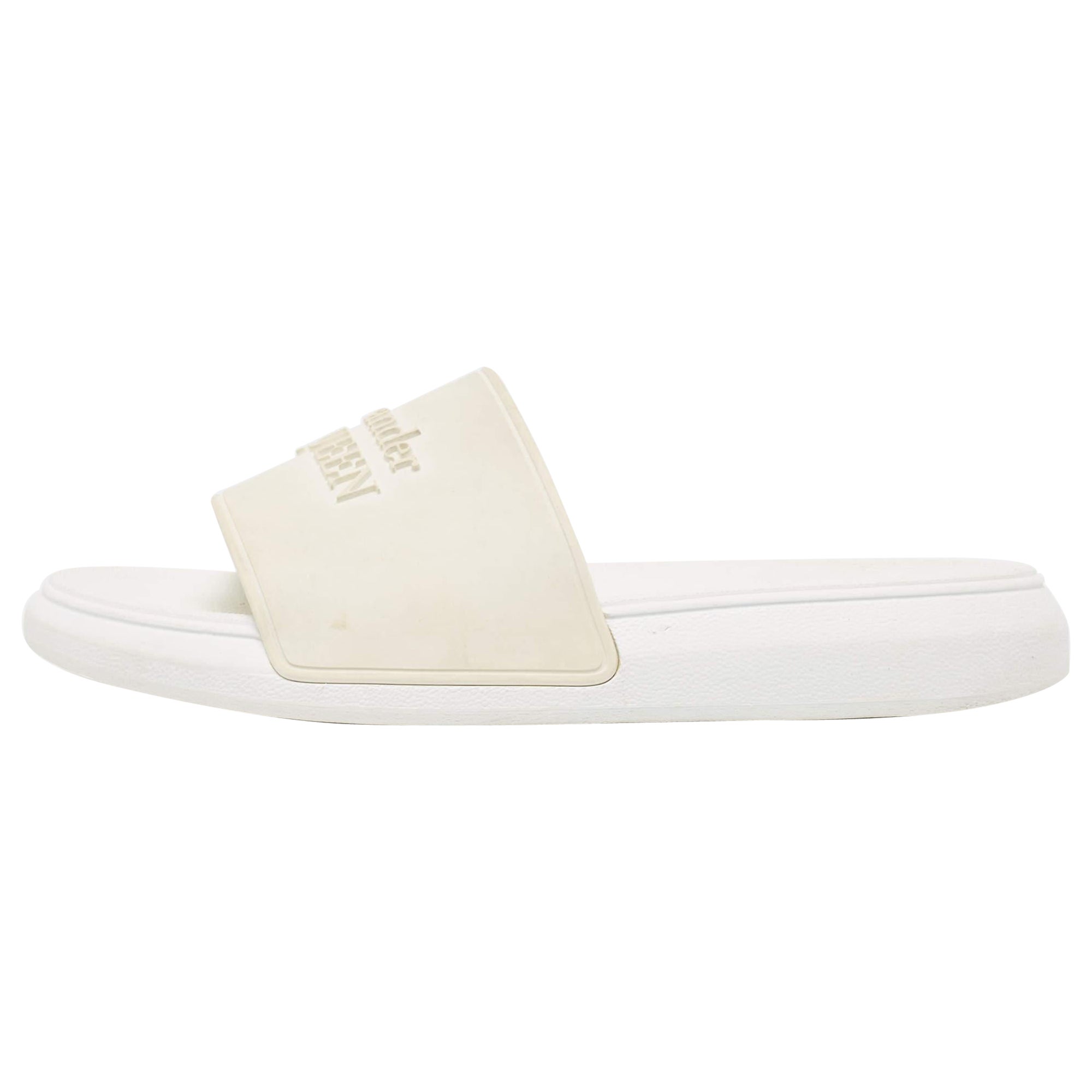 Alexander McQueen White Rubber Flat Slides Size 36