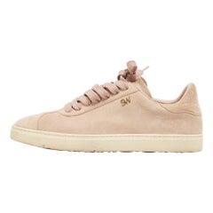 Stuart Weitzman, scarpe da ginnastica basse in pelle scamosciata color rosa polvere, misura 36,5