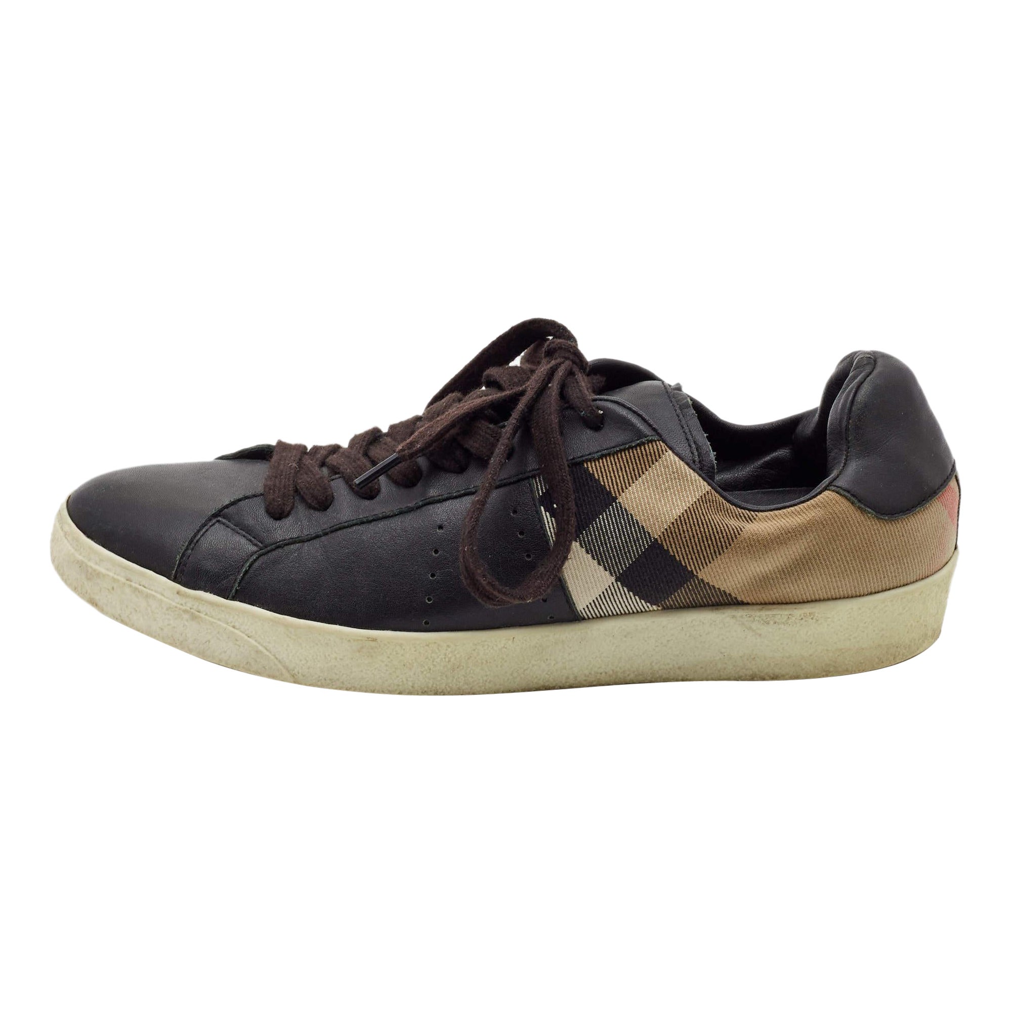 Zapatillas con cordones de lona y piel Burberry Negro/Beige Talla 41