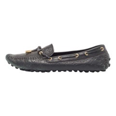 Louis Vuitton Black Monogram Empreinte Leather Gloria Loafers Size 38
