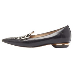 Nicholas Kirkwood Bailarinas con punta en zigzag Beya de cuero negro Talla 35