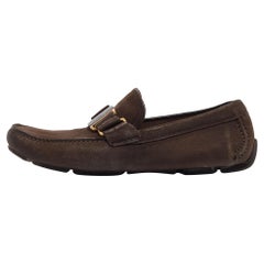 Used Salvatore Ferragamo Brown Nubuck Leather Sardegna Loafers Size 40
