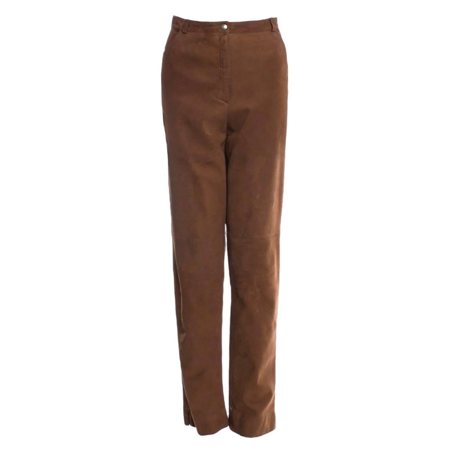 ESCADA Chocolate Brown Soft Lamb Leather Pants 42 For Sale