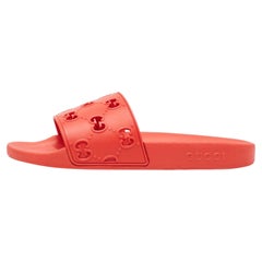 Gucci Red Rubber Flat Slides Size 42