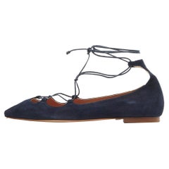 CH Carolina Herrera Blaue spitz zulaufende Ballettschuhe aus Wildleder mit spitzer Zehe Größe 37