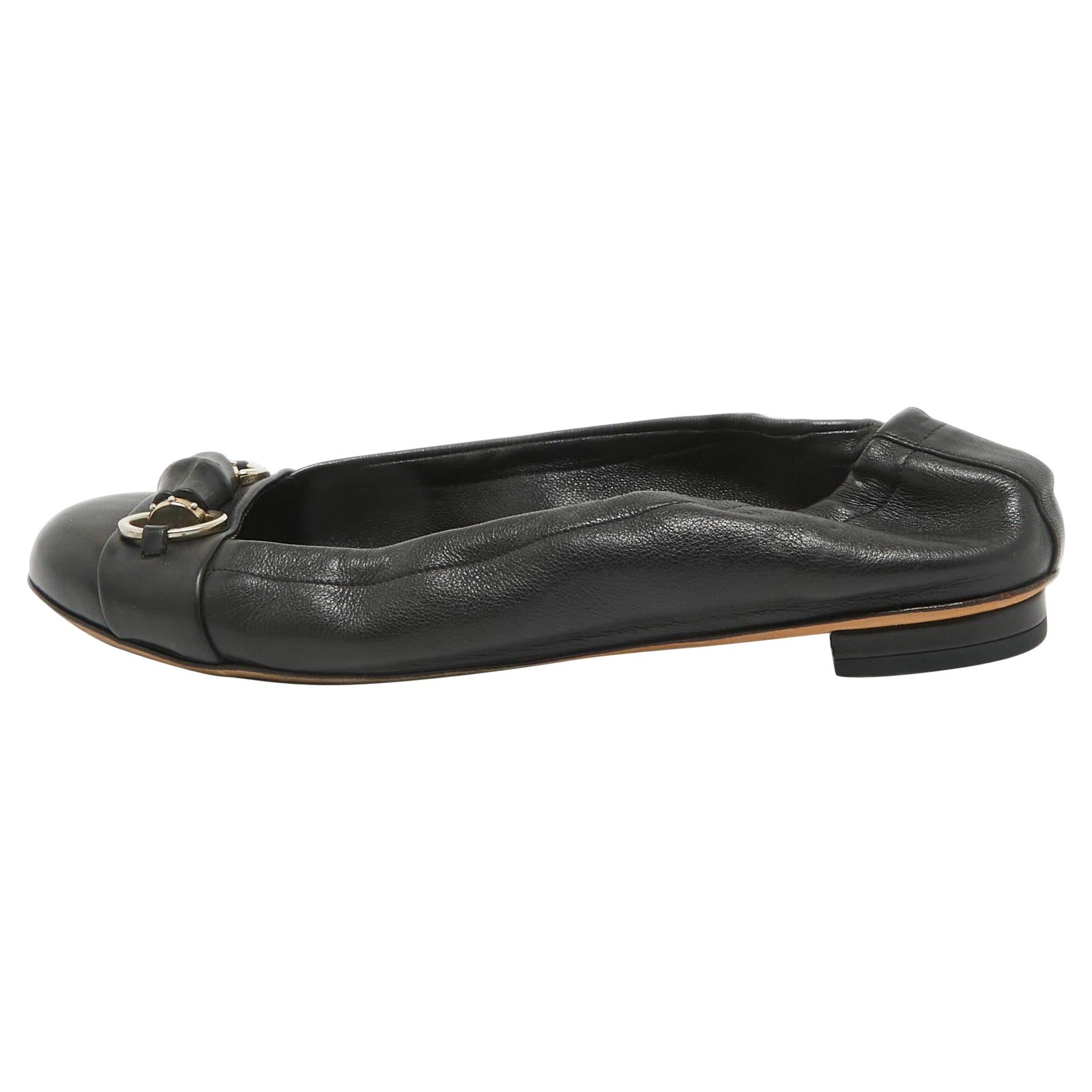 Gucci Horsebit Ballettschuhe aus schwarzem Leder Größe 37
