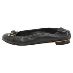Gucci Black Leather Horsebit Ballet Flats Size 37