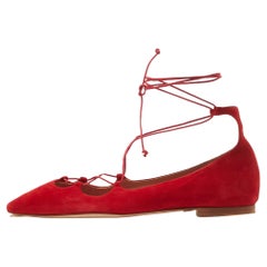 Carolina Herrera Chaussures de ballet à bout pointu en daim rouge CH Taille 37