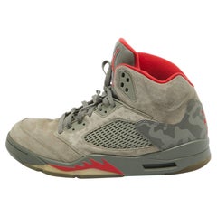 Air Jordans Grey Suede Jordan 5 Retro P51 Camo Sneakers Size 47.5