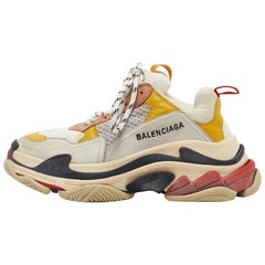 Balenciaga Multicolor Mesh and Nubuck Leather Triple S Low Top Sneakers Size 36