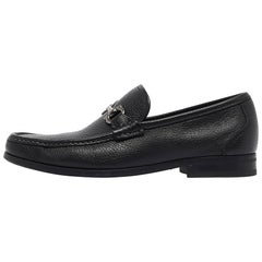 Used Salvatore Ferragamo Black Leather Gancini Loafers Size 39.5