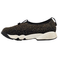Dior Black Mesh Embellished Fusion Sneakers Size 38.5