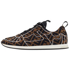 Fendi Brown/Black Zucca Fabric FFreedom Sneakers Size 41