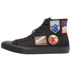 Louis Vuitton Black Suede and Canvas Tattoo LV League Sneakers Size 44