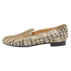 Christian Louboutin Metallic Glitter Dandelion Spikes Loafers Size 40