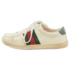 Gucci Cream Grained Leather Ace Sneakers Size 41.5
