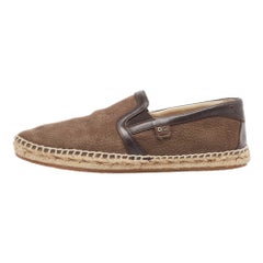 Dolce & Gabbana Brown Nubuck And Leather Espadrille Flats Size 40