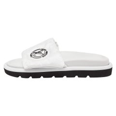 Louis Vuitton White Leather Velcro Flat Slides Size 40