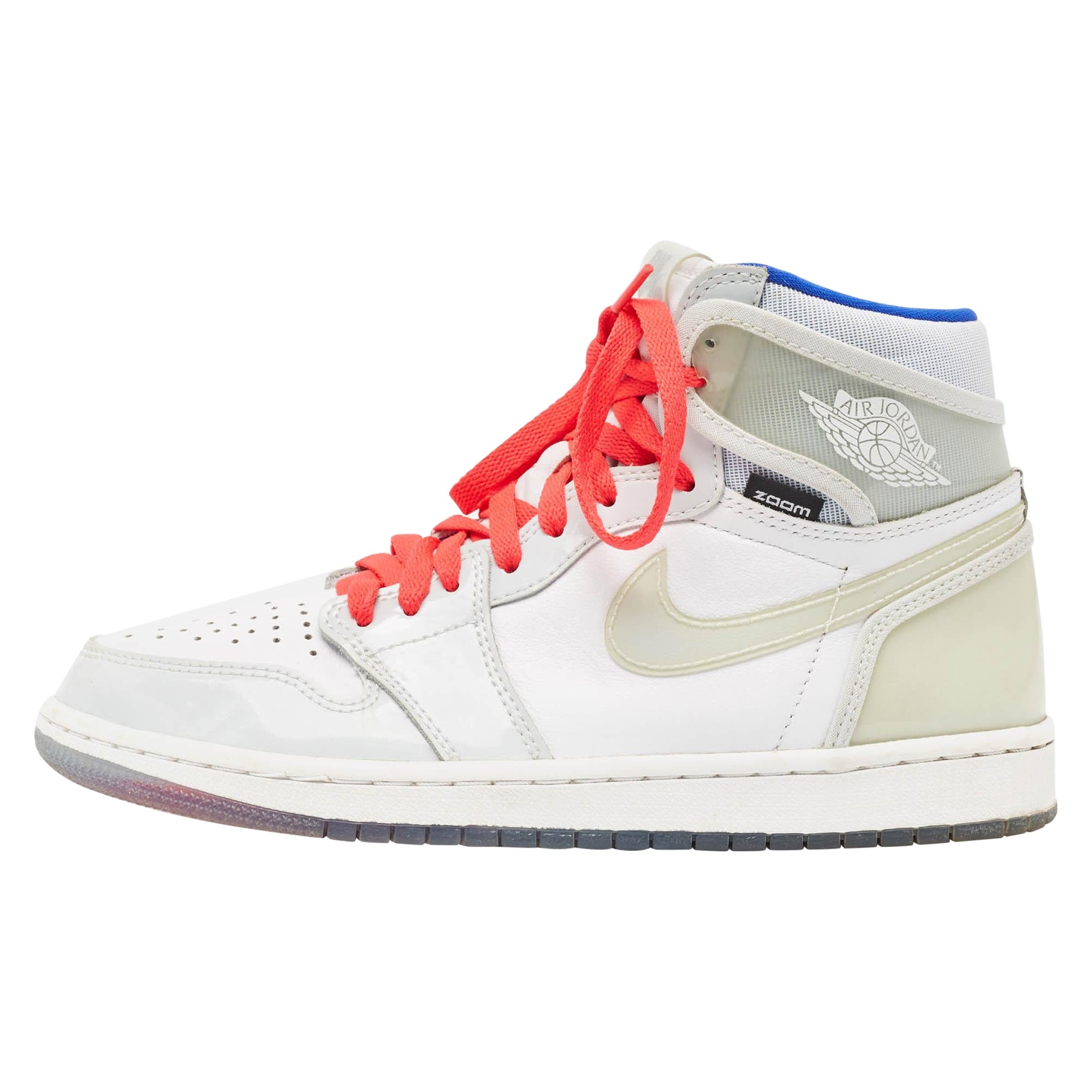 Air Jordans Pelle Jordan 1 Retro High Zoom White Racer Blue Scarpe da ginnastica Taglia 41 in vendita