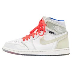 Air Jordans Leather Jordan 1 Retro High Zoom White Racer Blue Sneakers Size 41