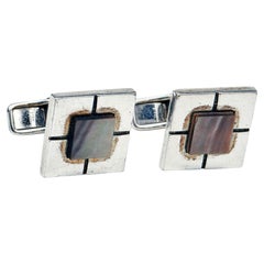 Dunhill Sterling Silver Square Patterned Cufflinks