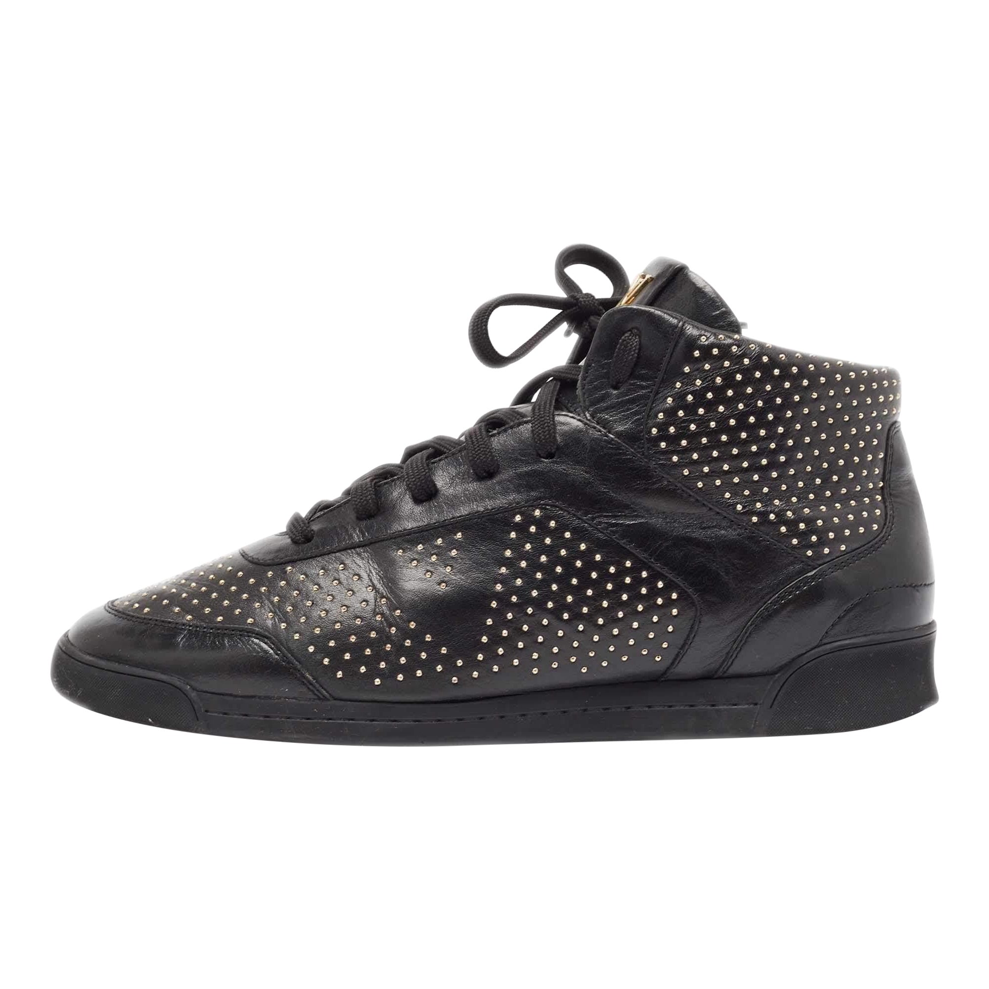 Louis Vuitton Schwarz Leder Nieten High Top Turnschuhe mit Nieten Größe 39