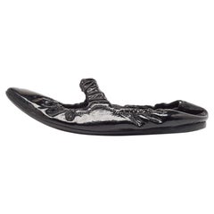Prada Sport Black Patent Leather Scrunch Mary Jane Ballet Flats Size 39.5