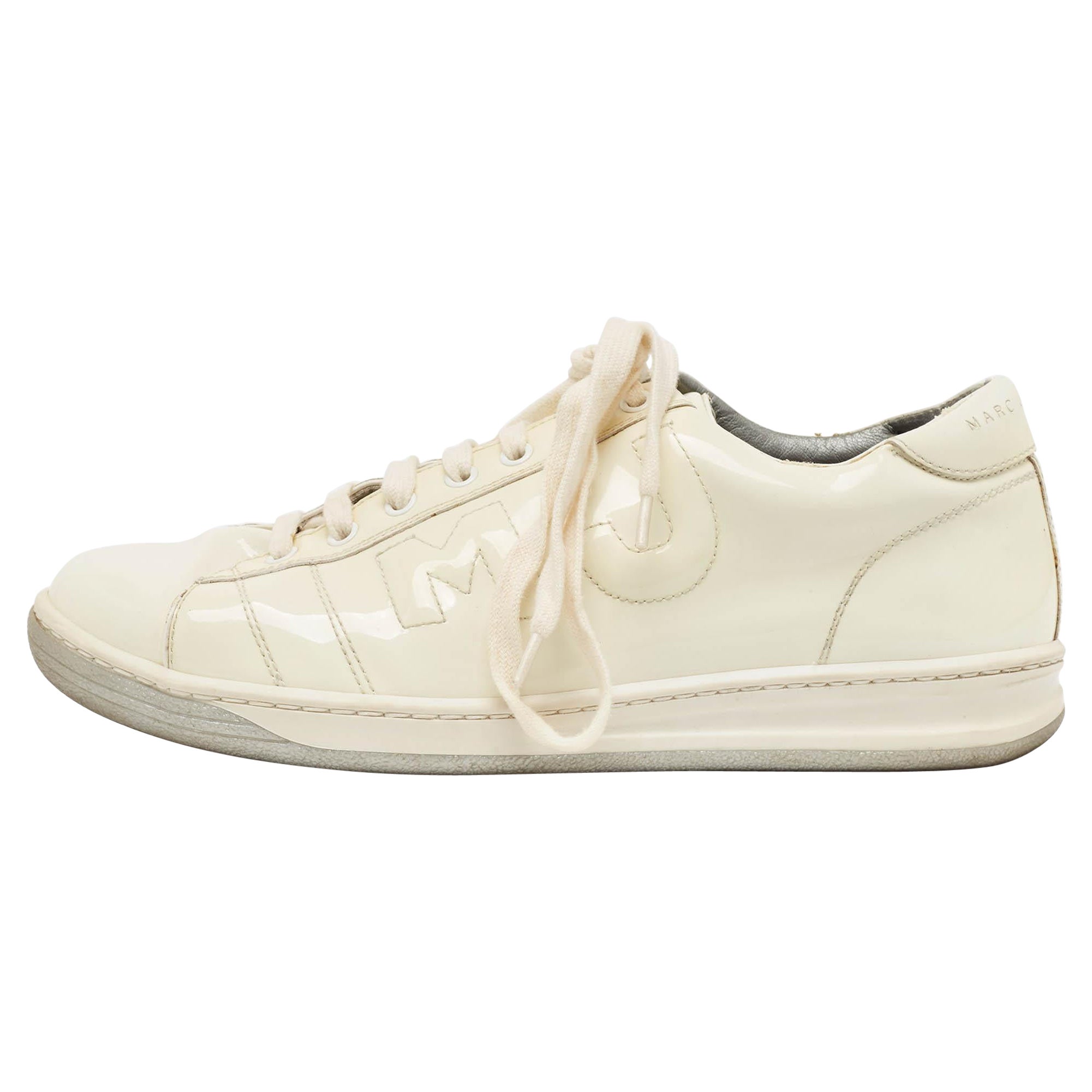 Marc Jacobs White Patent Leather Low Top Sneakers Size 42 For Sale