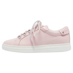 Jimmy Choo Pink Leather Antibes Sneakers Size 38