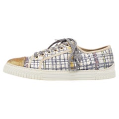Chanel Multicolor Brocade Fabric CC Low Top Sneakers Size 41.5