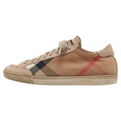 Burberry Beige Nova Check and Leather Low Top Sneakers Size 36
