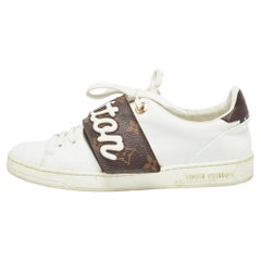Louis Vuitton - Scarpe da Ginnastica Basse in Pelle Bianca e Tela Monogram Taglia 35,5