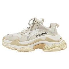 Balenciaga Dreifach-Sneakers aus weißem/grauem Mesh und Leder Größe 35