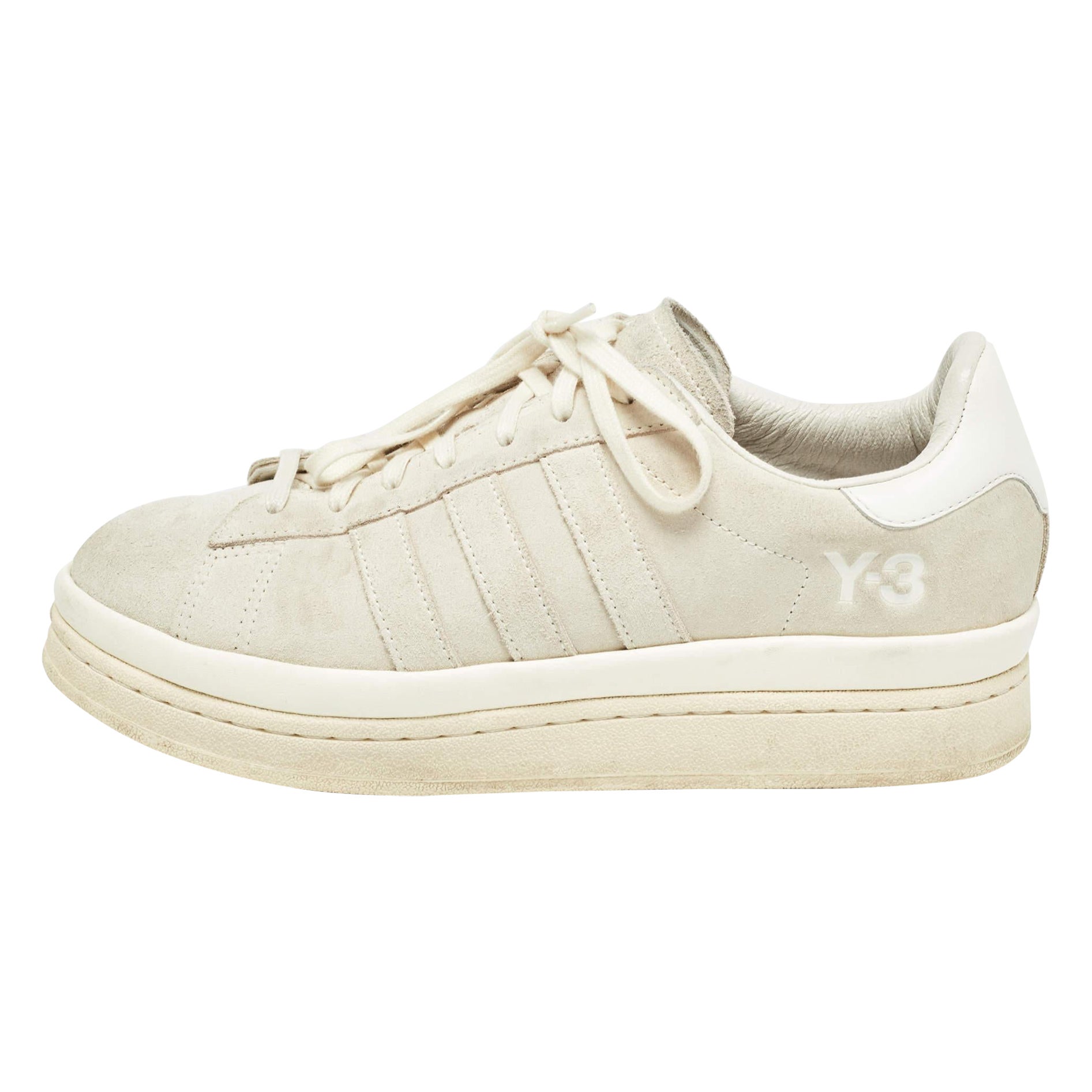 Y-3 Off White Wildleder-Sneakers mit Schnürung Größe 44,5 im Angebot