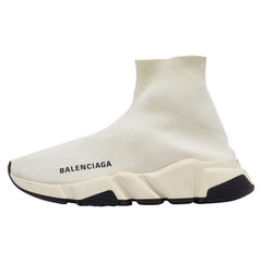 Balenciaga Off White Knit Fabric Speed Trainer Sneakers Size 35