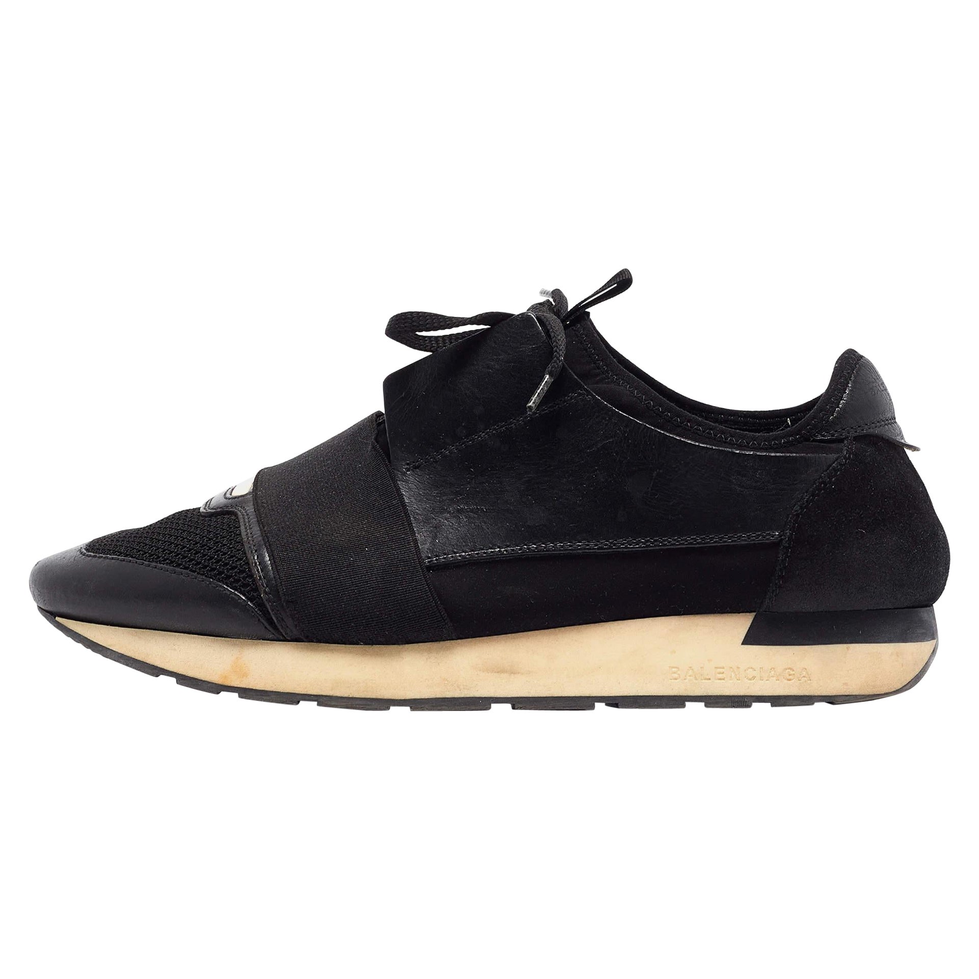 Balenciaga - Baskets de course en cuir et maille noires, taille 42