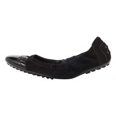 Tod's - Ballerines en cuir et daim noir avec boucle Taille 36.5