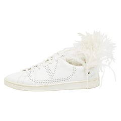 Valentino White Leather and Feather Backnet Sneakers Size 41