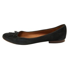 Celine Black Suede Bow Ballet Flats Size 38