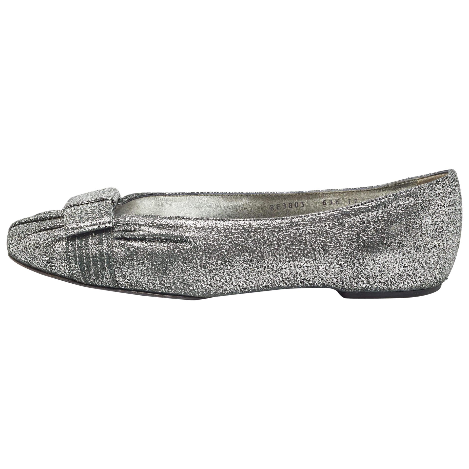 Salvatore Ferragamo Ballerine Regale in pelle scamosciata metallizzata misura 41,5