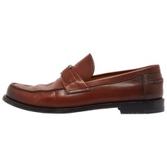Louis Vuitton Brown Leather Major Slip On Loafers Size 43
