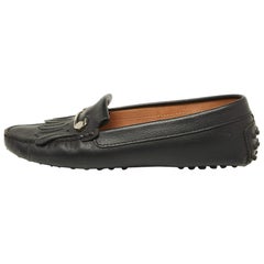Tod's - Mocassins en cuir noir à franges Taille 39