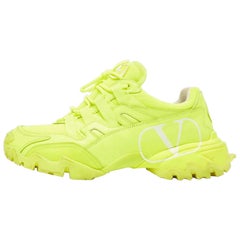 Valentino Green Leather and Mesh Climbers Sneakers Size 39.5
