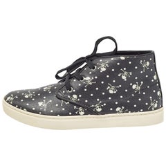 Dolce & Gabbana Black Skull & Cross Bone Print Canvas High Top Sneakers Size 41