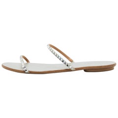 Aquazzura Sliver Crystal Embellished Leather Strappy Flats Taglia 41