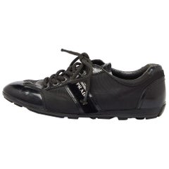 Prada Sport - Baskets basses en cuir verni et nylon noir - Taille 35,5